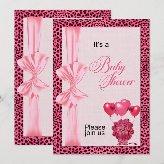 Pink Cheetah Print Baby Shower Invitation (Front/Back)