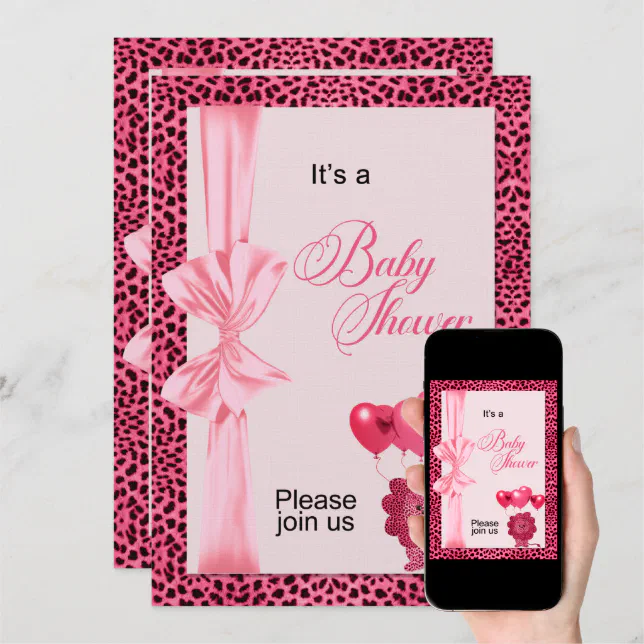 Pink Cheetah Print Baby Shower Invitation Zazzle