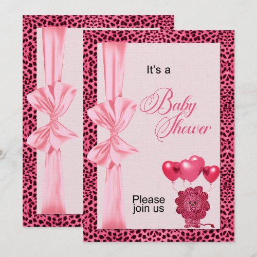 Baby Shower Invitation Pink Cheetah Print