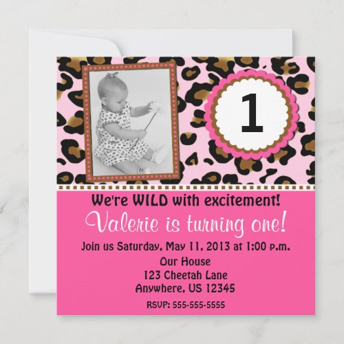 Pink Cheetah Print Girls Birthday Invitation