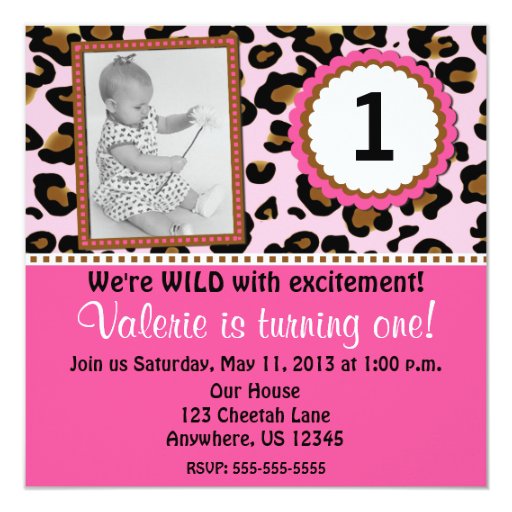 Pink Cheetah Print Birthday Invitations 3