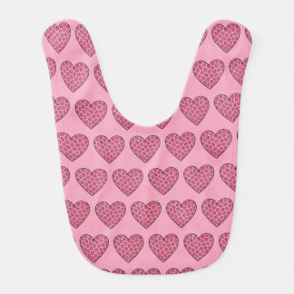 Pink Cheetah Print Hearts Baby Bib