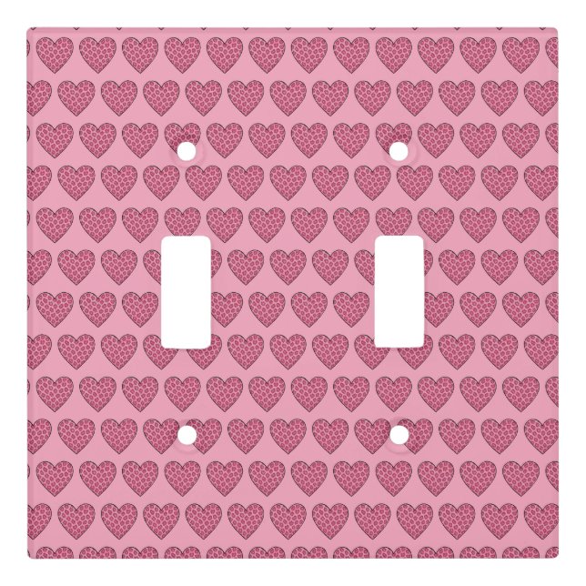 Pink Cheetah Print Hearts Light Switch Cover (Front)