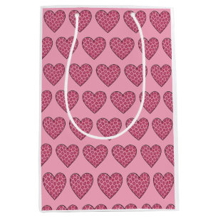 Pink Cheetah Print Hearts Medium Gift Bag