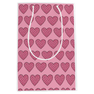 Pink Cheetah Print Hearts Medium Gift Bag