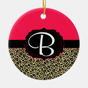 Pink & Cheetah Print Monogram Ornament