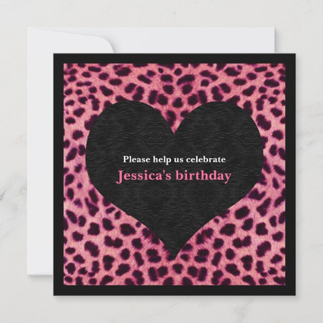 Pink Cheetah Print Party Invitation (Front)