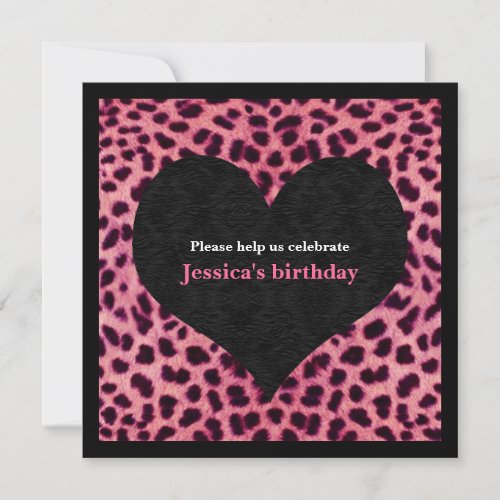 Pink Cheetah Print Party Invitation