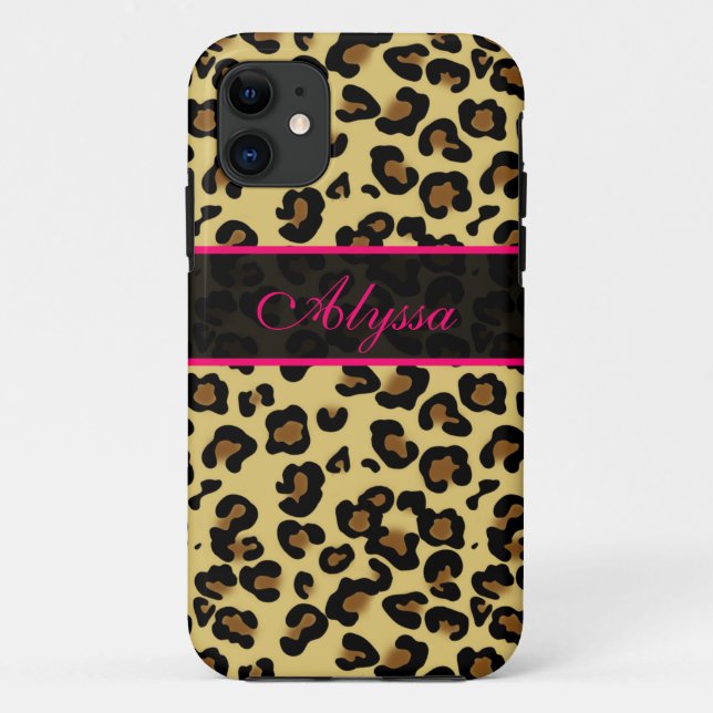 Pink Cheetah Print Personalized Phone Case (Back)