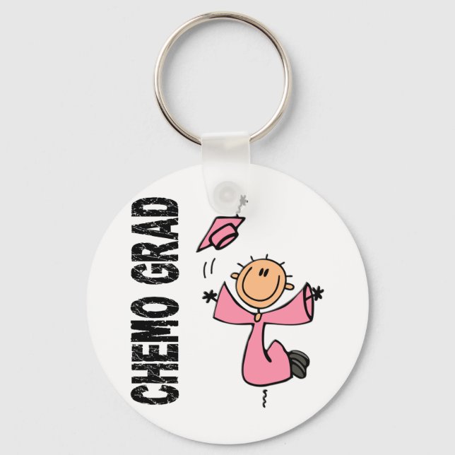 Pink CHEMO GRAD 1 (Breast Cancer) Keychain (Front)