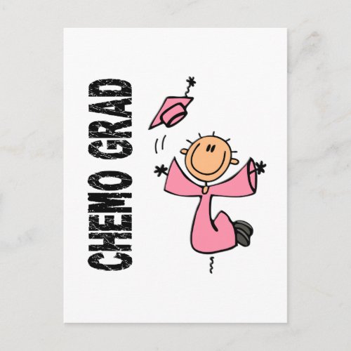 Pink CHEMO GRAD 1 Breast Cancer Postcard