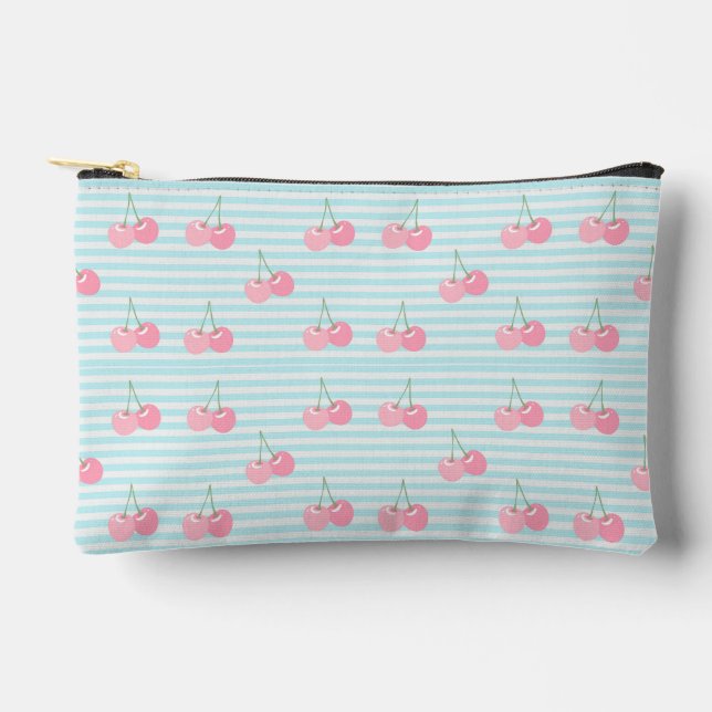 Pink Cherries Summer Accessory Pouch (Front)
