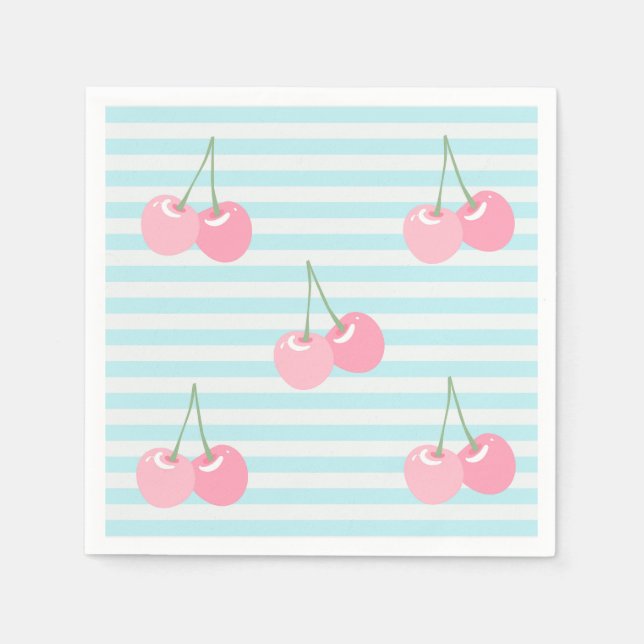 Pink Cherries Summer Napkins (Front)