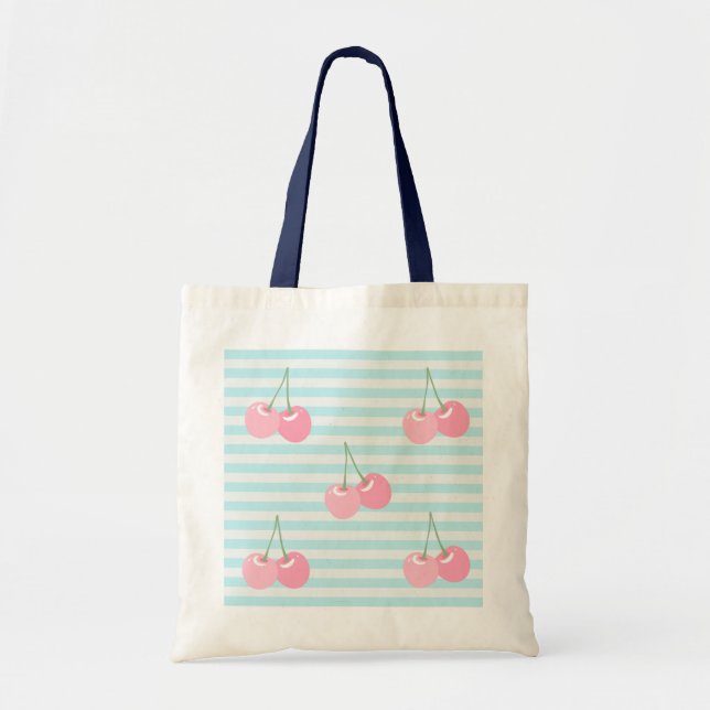  Pink Cherries Summer Tote Bag (Front)