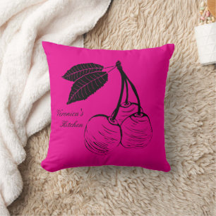 Pink Cherries Throw Pillow