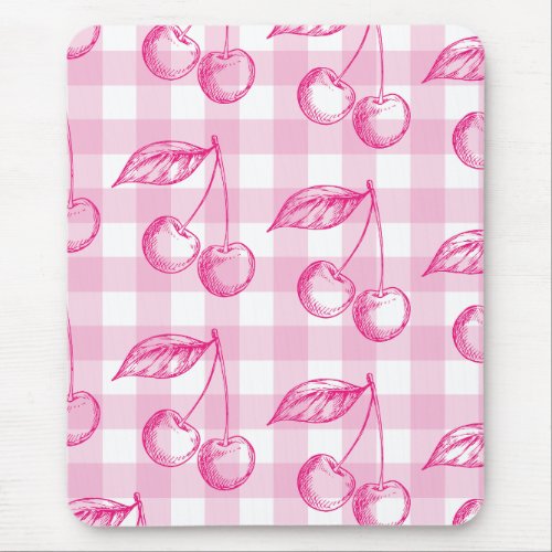 Pink Cherry Aesthetic Theme Mouse Pad