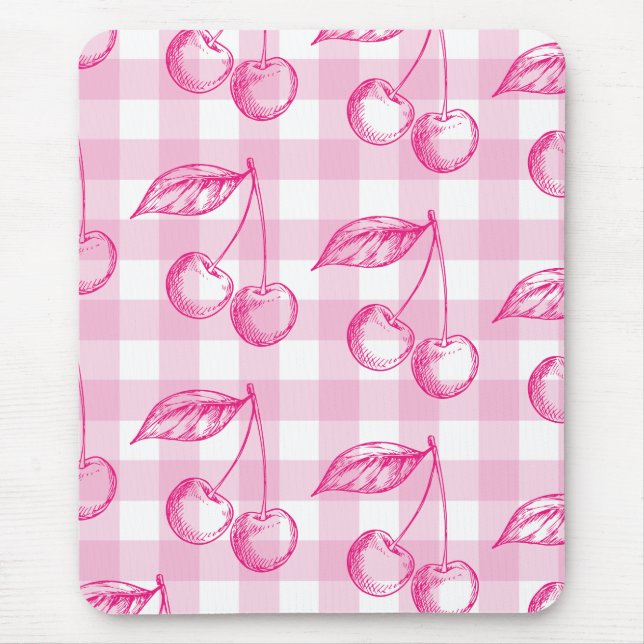 Pink Cherry Aesthetic Theme Mouse Pad (Front)