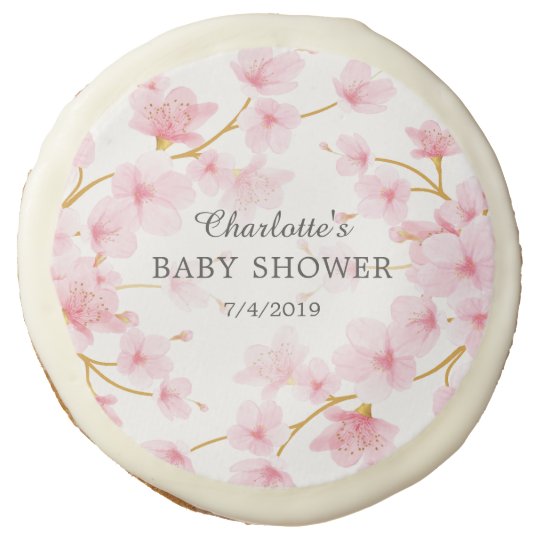 Pink Cherry Blossom Baby Shower Favor Sugar Cookie | Zazzle.com