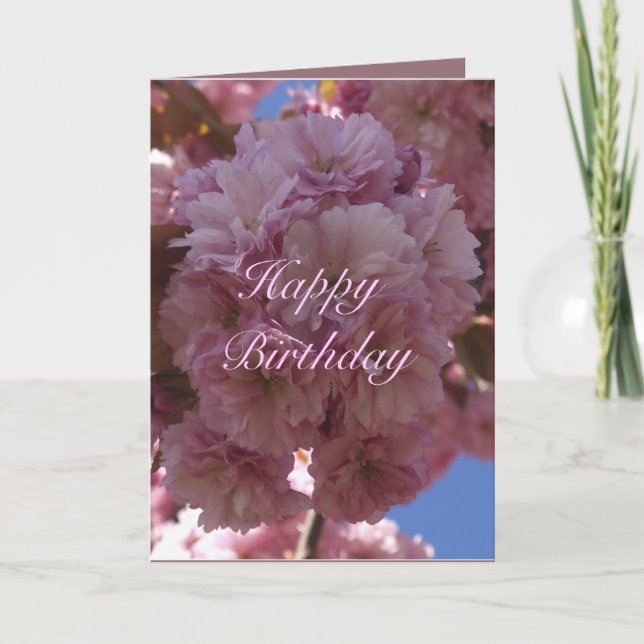 Pink Cherry Blossom Birthday Card (Front)