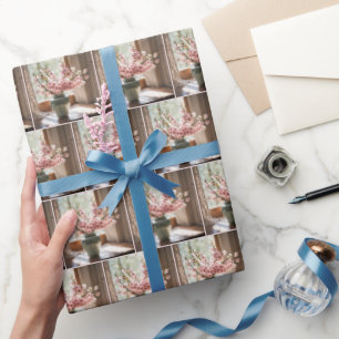 Pink Cherry Blossom Bouquet Wrapping Paper