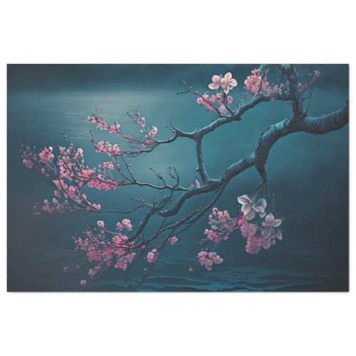 Pink Cherry Blossom Branch Chinoiserie Tissue Paper