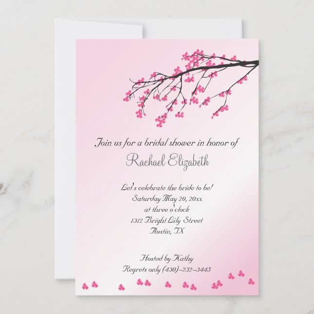 Pink Cherry Blossom Bridal Shower Invitation (Front)