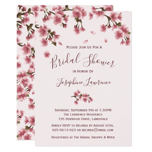 Cherry Blossom Wedding Shower Invitations 5