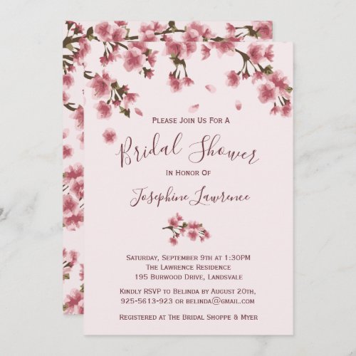 Pink Cherry Blossom Bridal Shower Invitation