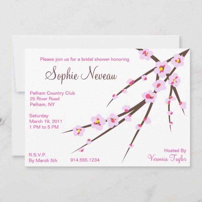 Pink Cherry Blossom Bridal Shower Invite (Front)