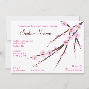 Pink Cherry Blossom Bridal Shower Invite by Stephie421 at Zazzle