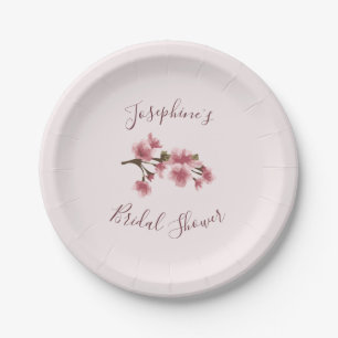 Pink Cherry Blossom Bridal Shower Paper Plates