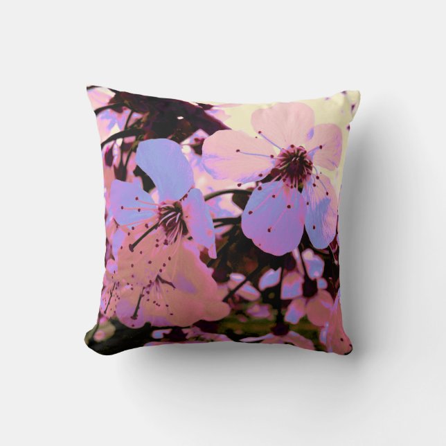 Pink Cherry Blossom by A. Cook Throw Pillow (Front)