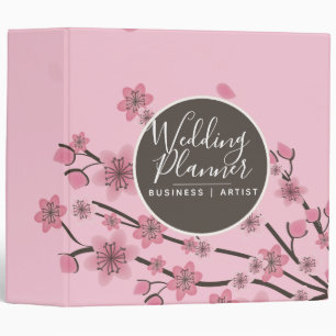 Pink Cherry Blossom Falling Petals Botanical Leaf 3 Ring Binder