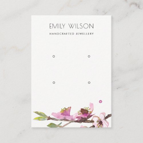 PINK CHERRY BLOSSOM FLORAL 2 EARRING DISPLAY LOGO BUSINESS CARD