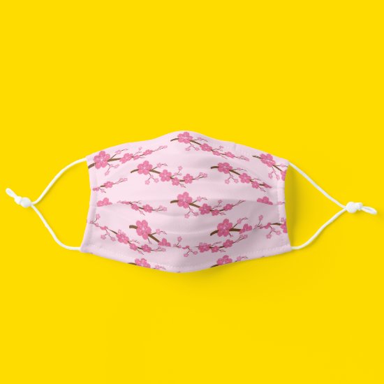 Pink Cherry Blossom Floral Cloth Face Mask