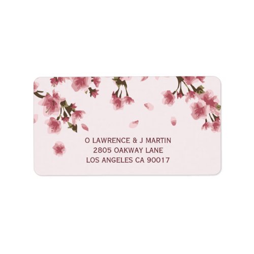 Pink Cherry Blossom Floral Label