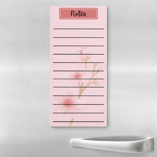 Pink Cherry Blossom Floral Magnetic Notepad