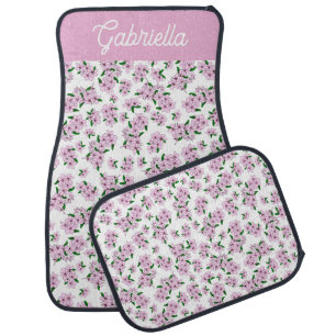Pink cherry blossom Floral Pattern Name Car Floor Mat