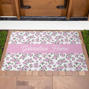 Pink cherry blossom Floral Pattern Name Doormat
