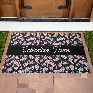 Pink cherry blossom Floral Pattern Name Doormat