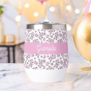 Pink cherry blossom Floral Pattern Name Thermal Wine Tumbler