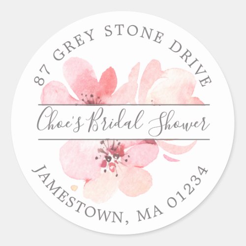 Pink Cherry Blossom Floral Return Address Label