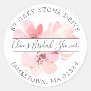 Pink Cherry Blossom Floral Return Address Label