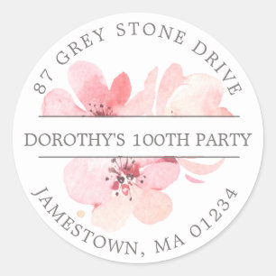 Pink Cherry Blossom Floral Return Address Label