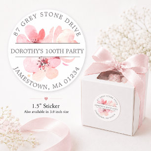 Pink Cherry Blossom Floral Return Address Label