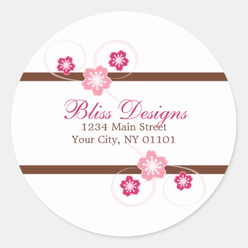 Pink Cherry Blossom Floral Return Address Stickers