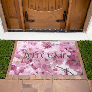 Pink Cherry Blossom Floral Sakura Doormat