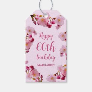 Pink Cherry Blossom Floral Sakura Happy Birthday Gift Tags
