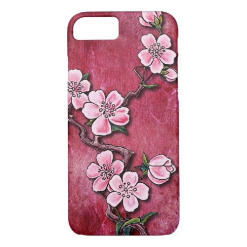 Pink Cherry Blossom Floral Tattoo Art Design iPhone 87 Case