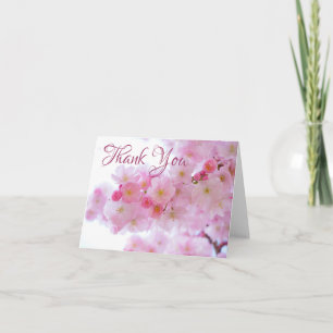 Pink Cherry Blossom Floral Thank You Card
